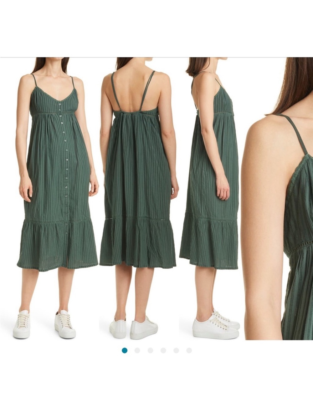ba&sh Olive-Green Button-Front Midi Sundress "Ully" size small